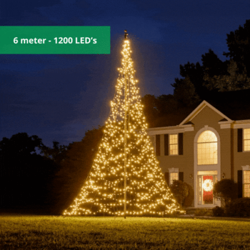 Fairybell Fahnenmast Weihnachtsbaum 6 Meter – 1200 LEDs Warmweiß mit Twinkle-Effekt