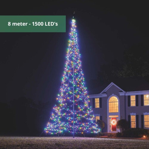 Fairybell Fahnenmast Weihnachtsbaum 8 Meter - 1500 LEDs Mehrfarbig