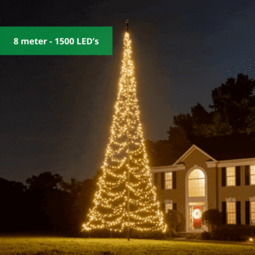 Fairybell Fahnenmast Weihnachtsbaum 8 Meter - 1500 LEDs Warmweiß mit Twinkle-Effekt