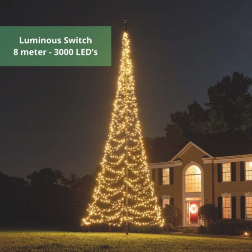 Fairybell Luminous Switch Fahnenmast Weihnachtsbaum 8 Meter 3000 LEDs weiss