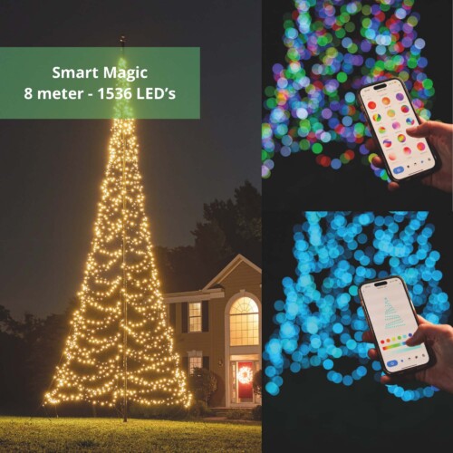 Fairybell Smart Magic Fahnenmast Weihnachtsbaum 8 Meter 1536 LEDs